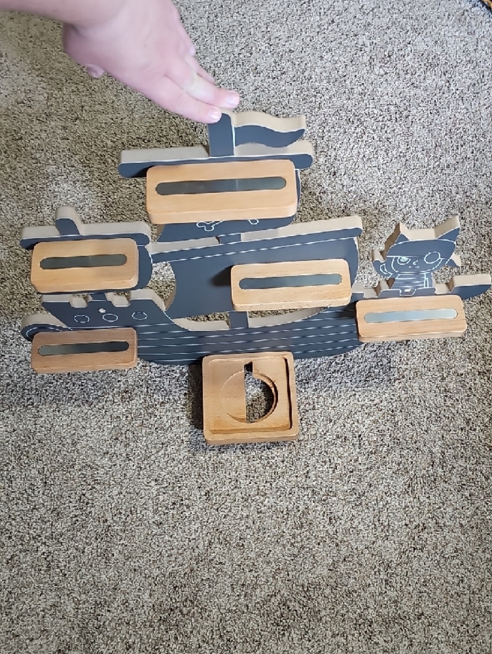 Tonie Pirate Ship Wall Shelf - Gray & Natural Wood - Picture 2 of 2